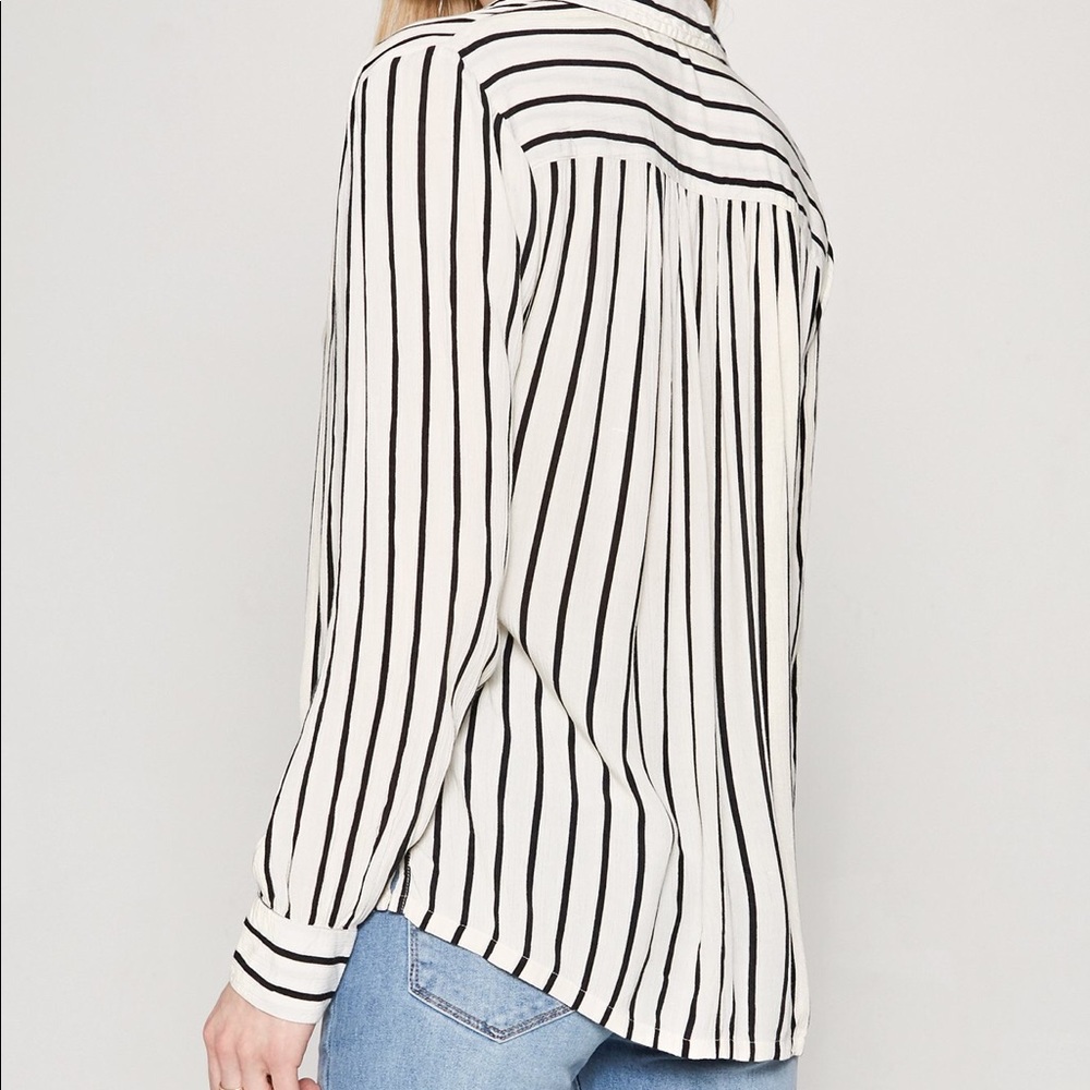 Amuse Society Stripe Long Sleeve Button Up Top - Picture 2 of 4